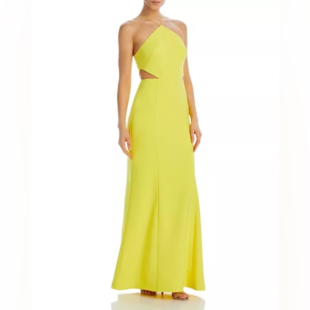 Aidan by Aidan Mattox Bright Yellow Cut Out Gown